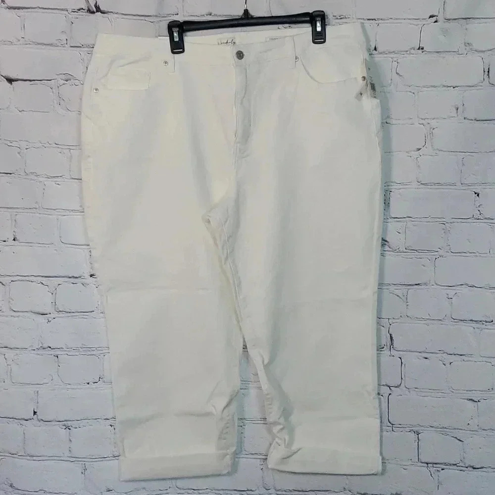 Wonderly Tummy Control Cropped Straight Leg Capri Jeans Womens Size 20W NWT